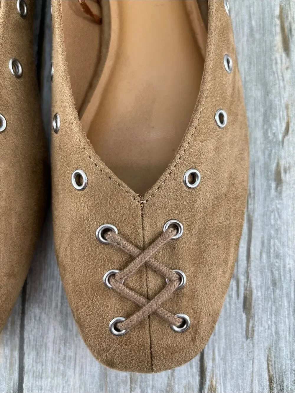 Women's Faux Suede Corset Ballet Flats Shoes Size 9